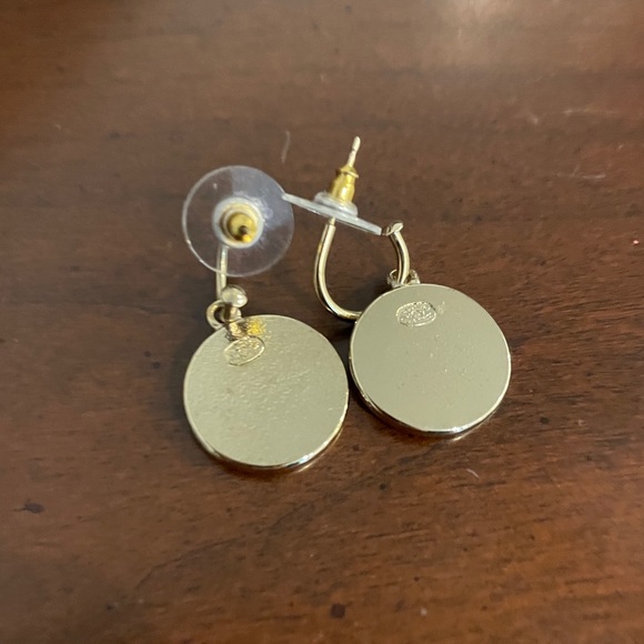 RESERVED Chanel CC Drop Earrings Interlocking Gold Tone Resin - Picture 7 of 9